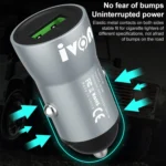IVON CC39 18W 3.1A QC 3.0 USB Car Charger + 1m USB to 8 Pin Fast Charge Data Cable Set - Image 6