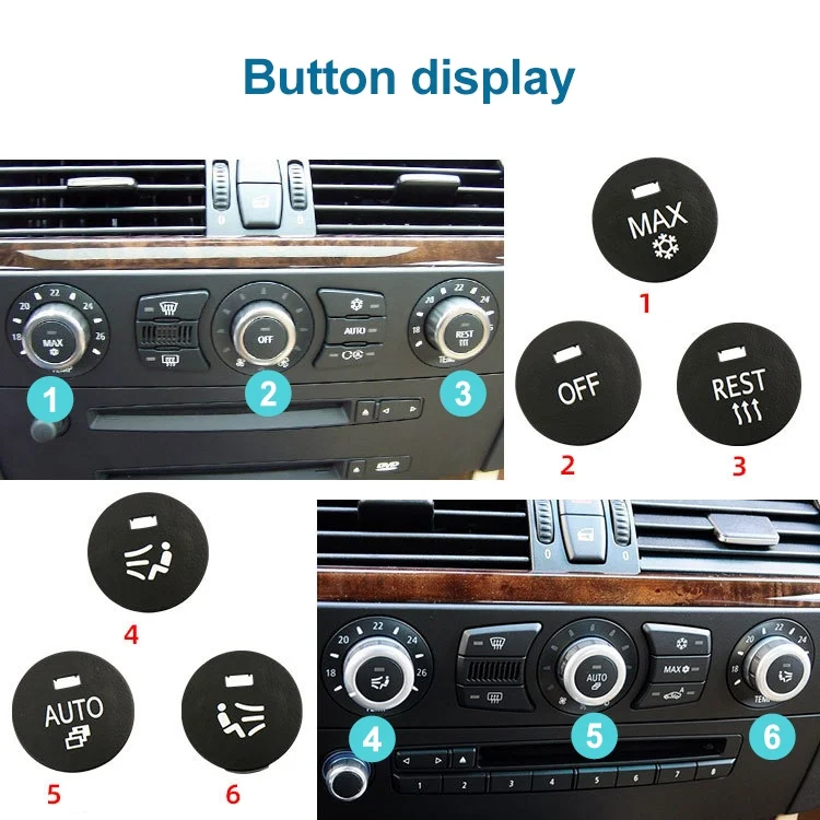 CRP1349_3.webp Car Air Conditioner Panel Switch Button AUTO Key 6131 9250 196-1 for BMW E60 2003-2010, Left Driving - Image 4