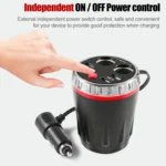 Cup Holder Car Charger Dual Cigarette Lighter 4USB Ports Charger Car MP3 Player - Image 7