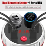 Cup Holder Car Charger Dual Cigarette Lighter 4USB Ports Charger Car MP3 Player - Image 8
