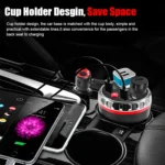 Cup Holder Car Charger Dual Cigarette Lighter 4USB Ports Charger Car MP3 Player - Image 10