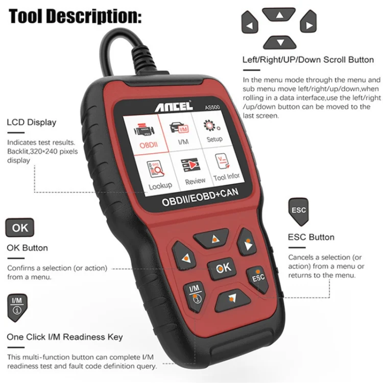 CRP1656_3.webp Ancel AS500 OBDII Scanner Engine Reader Car Diagnostics Tool - Image 4
