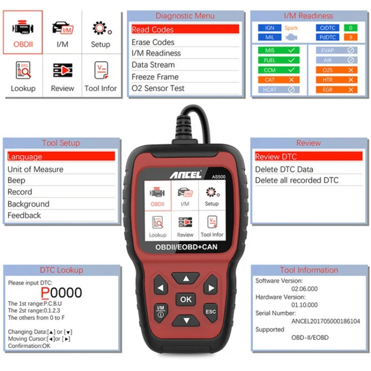 CRP1656_4.webp Ancel AS500 OBDII Scanner Engine Reader Car Diagnostics Tool - Image 5