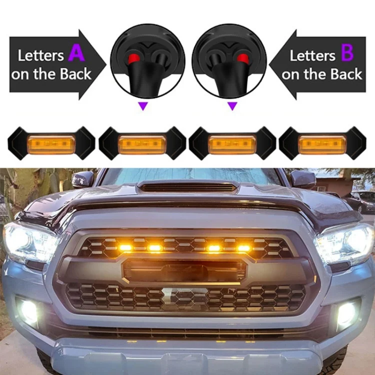CRP1843_5.webp For Toyota Tacoma TRD 2016-2019 3 in 1 Car LED Front Grille Warning Lights, Daytime Running Lights & Wide Lights (Yellow Light) - Image 6