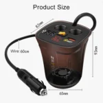 Universal Car QO3.0 Three Port USB Charger Power Outlet Adapter with LED Digital Voltmeter and Thermometer - Image 4