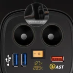 Universal Car QO3.0 Three Port USB Charger Power Outlet Adapter with LED Digital Voltmeter and Thermometer - Image 7
