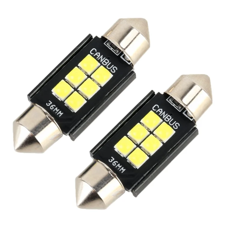 CRP2149_1.webp 2 PCS 36mm DC12V / 2.5W / 6000K / 170LM 6LEDs SMD-3030 Car Reading Lamp Dome Light - Image 2