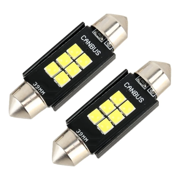 CRP2150_1.webp 2 PCS 39mm DC12V / 2.5W / 6000K / 170LM 6LEDs SMD-3030 Car Reading Lamp Dome Light - Image 2
