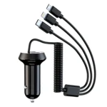 Universal Car 3 in 1 Quick Charger Dual Port USB Charger Power Outlet Adapter, Cable Length: 55cm - Image 3