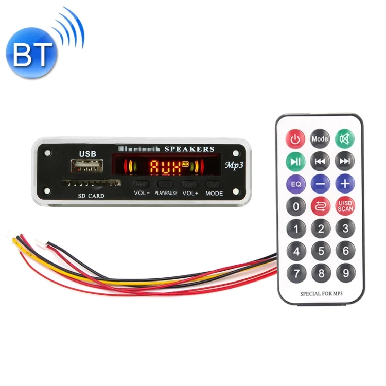CRP2261.webp Car Color Screen 12V Audio MP3 Player Decoder Board FM Radio SD Card USB, with Bluetooth Function & Remote Control - Image 1