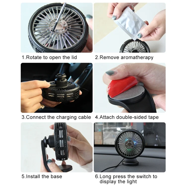 CRP2293_10.webp F203B Portable Car Air Outlet Sucker Electric Cooling Fan with Aromatherapy - Image 11