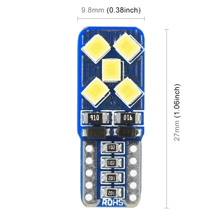 CRP2359_3.webp 2 PCS T10 / W5W / 168 DC12V 1.8W 6000K 130LM 10LEDs SMD-2835 Car Reading Lamp Clearance Light, with Decoder - Image 4