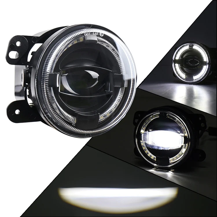 CRP2456_4.webp 2 PCS 4 inch Car LED Angel Eyes Spotlight Modified Fog Lights for Jeep Wrangler / Dodge / Chrysler PT Cruiser - Image 5