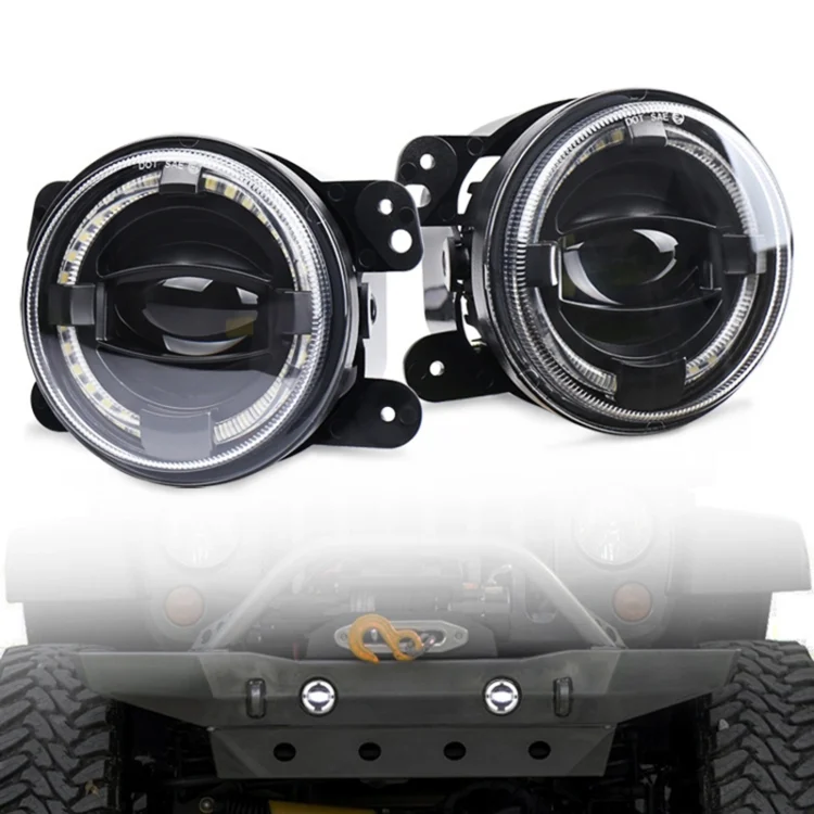 CRP2456_5.webp 2 PCS 4 inch Car LED Angel Eyes Spotlight Modified Fog Lights for Jeep Wrangler / Dodge / Chrysler PT Cruiser - Image 6