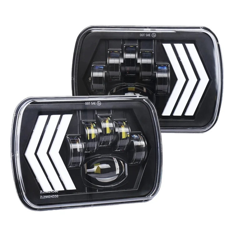 CRP2457_1.webp 2 PCS 5X7 inch Car Modified Red Background LED Square Headlamp for Jeep Wrangler - Image 2