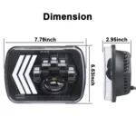 2 PCS 5X7 inch Car Modified Red Background LED Square Headlamp for Jeep Wrangler - Image 3