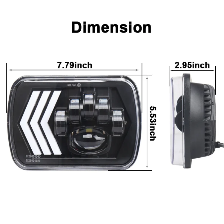 CRP2457_2.webp 2 PCS 5X7 inch Car Modified Red Background LED Square Headlamp for Jeep Wrangler - Image 3