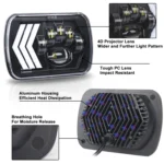 2 PCS 5X7 inch Car Modified Red Background LED Square Headlamp for Jeep Wrangler - Image 4