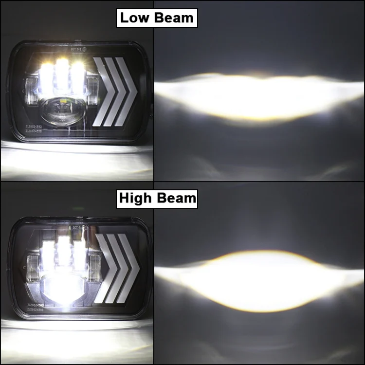 CRP2457_7.webp 2 PCS 5X7 inch Car Modified Red Background LED Square Headlamp for Jeep Wrangler - Image 8