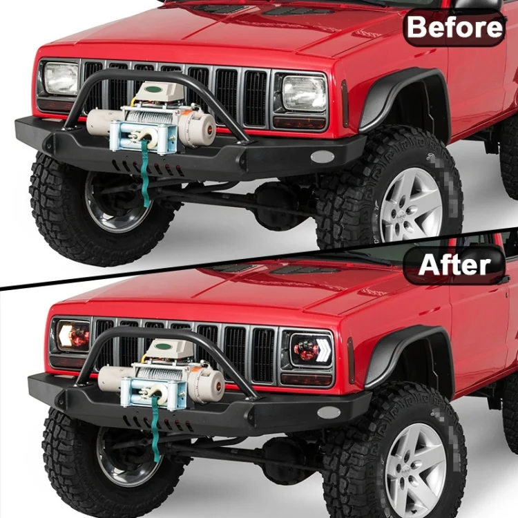 CRP2457_8.webp 2 PCS 5X7 inch Car Modified Red Background LED Square Headlamp for Jeep Wrangler - Image 9