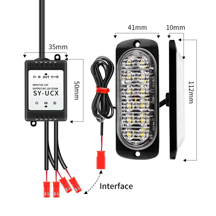 CRP2703RL_3.webp DC12V-24V / 18W 4 in 1 Front Grille Emergency Strobe Flash Warning Light Pickup 12LEDs Side Light Wireless Control 16 Modes - Image 4
