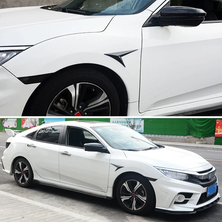 CRP2810_7.webp Modified Fender Side Wing Sticker Blade Side Shark Gill Car Body Decorative Sticker for Honda 10th Generation Civic, Bright Black - Image 8