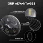 EagleVision DC9-30V 35W 6000K 4000LM 5.75 inch Round Motorcycle 6LEDs Headlight for Harley-Davidson - Image 3