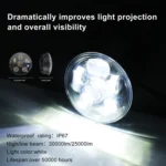 EagleVision DC9-30V 35W 6000K 4000LM 5.75 inch Round Motorcycle 6LEDs Headlight for Harley-Davidson - Image 8