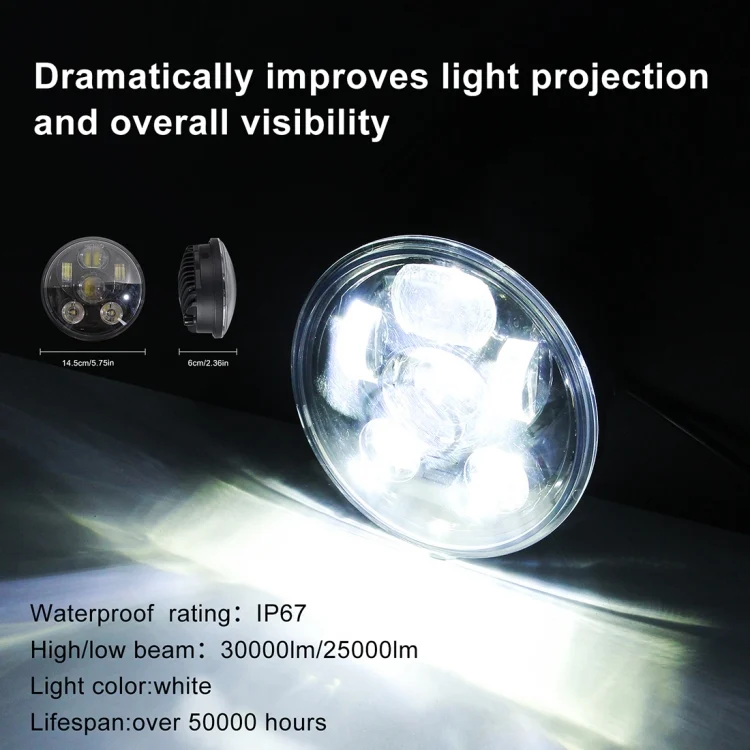 CRP3000_7.webp EagleVision DC9-30V 35W 6000K 4000LM 5.75 inch Round Motorcycle 6LEDs Headlight for Harley-Davidson - Image 8