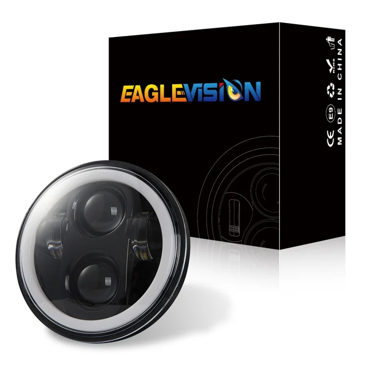 CRP3001_1.webp EagleVision DC9-30V 35W 6000K 4000LM 5.75 inch Round Motorcycle LED Headlight with Angel Eye for Harley-Davidson - Image 2