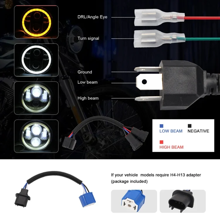 CRP3001_4.webp EagleVision DC9-30V 35W 6000K 4000LM 5.75 inch Round Motorcycle LED Headlight with Angel Eye for Harley-Davidson - Image 5