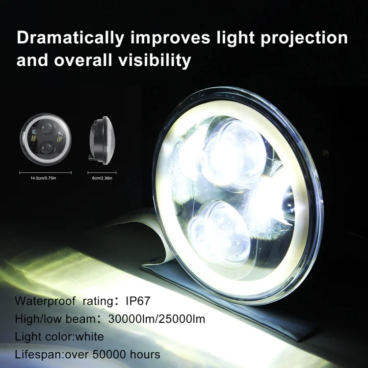 CRP3001_7.webp EagleVision DC9-30V 35W 6000K 4000LM 5.75 inch Round Motorcycle LED Headlight with Angel Eye for Harley-Davidson - Image 8