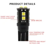 10 PCS T10/168/194 DC12V / 1W / 6000K / 60LM Car Decoding Clearance Lights with 12LEDs SMD-3030 Lamp Beads - Image 3