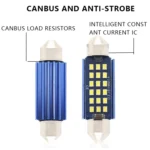 2pcs 36mm DC12-24V / 1W / 6000K / 60LM 15LEDs SMD Car Reading Lamp Dome Light - Image 3