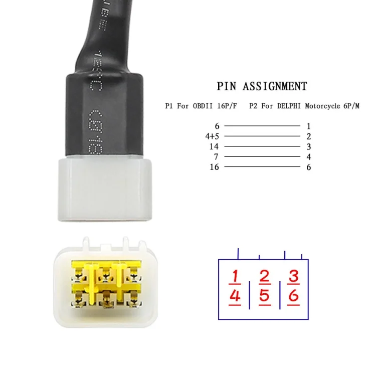CRP3533_4.webp DELPHI Motorcycle OBD Female to 6PIN Connector Cable - Image 5