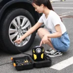 Car 12V Portable Inflatable Cylinder Pedal Pointer Air Pump with Light & Tool Box - Image 10