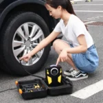 Car 12V Portable Inflatable Cylinder Pedal Digital Display Air Pump with Light & Tool Box - Image 10