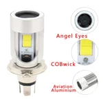 H4 DC12-80V / 20W / 6000K / 2000LM Motorcycle Headlight with Angel Eyes - Image 2