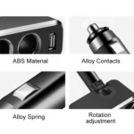 SHUNWEI SD-1909 80W 0.8A Car 2 in 1 USB Charger 90 Degree Free Rotation Cigarette Lighter - Image 2