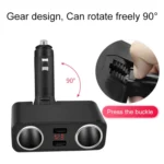 SHUNWEI SD-1925 120W 3A Car 2 in 1 Dual USB Charger 90 Degree Free Rotation Cigarette Lighter - Image 2