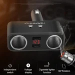 SHUNWEI SD-1925 120W 3A Car 2 in 1 Dual USB Charger 90 Degree Free Rotation Cigarette Lighter - Image 3