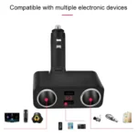 SHUNWEI SD-1925 120W 3A Car 2 in 1 Dual USB Charger 90 Degree Free Rotation Cigarette Lighter - Image 8