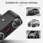SHUNWEI SD-1925 120W 3A Car 2 in 1 Dual USB Charger 90 Degree Free Rotation Cigarette Lighter - Image 9