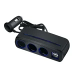 SHUNWEI SD-1938 120W 3A Car 3 in 1 Dual USB Charger Cigarette Lighter with Atmosphere Light