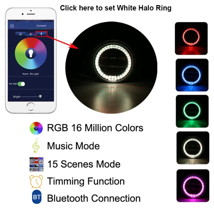 CRP3593_B6.webp 2 PCS DC12V-30V / 30W / 3A / 1440LM 12LEDs  4 inch Car LED Colorful Fog Light, Style: White Background - Image 7