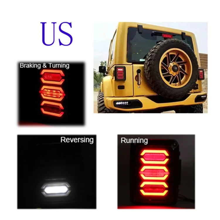 CRP3605_5.webp 1 Pair 15W DC 12V IP67 4 in 1 Car LED Tail Lights / Driving Lights / Brake Lights/Turn Reverse, US Version - Image 6