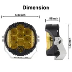 OL-1950Y 5 inch DC12V-30V 5000LM 6500K 50W Car LED Light on Three Sides Headlight for Jeep Wrangler (Gold Light) - Image 3