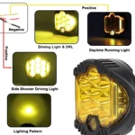 OL-1950Y 7 inch DC12V-30V 8000LM 6500K 90W Car LED Light on Three Sides Headlight for Jeep Wrangler (Gold Light) - Image 5