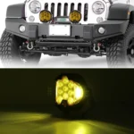 OL-1950Y 7 inch DC12V-30V 8000LM 6500K 90W Car LED Light on Three Sides Headlight for Jeep Wrangler (Gold Light) - Image 7