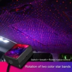 C208 5V 0.1W IPX4 USB Car Rotating Star Lights Red Blue Starry Sky Atmosphere Lamp - Image 2